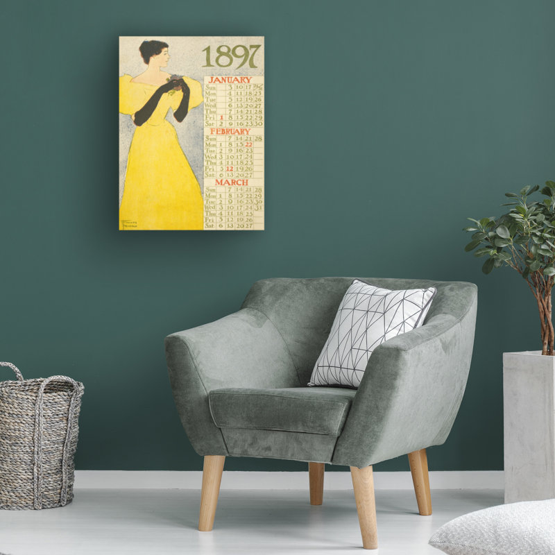Art sur toile du calendrier chromrométrique bolologique 1897, H 19 po x l 14 po