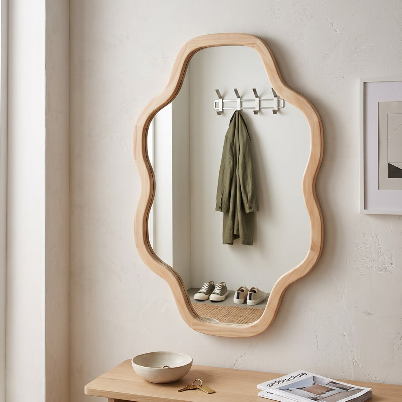 Miroir d'appoint mural, 24 po x 36 po, Bois naturel