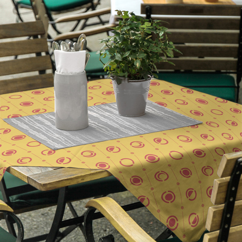 Classic Moon Phases Tablecloth, Gold/Red