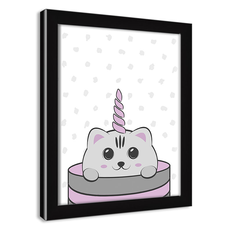 Caticorn I, art encadré, H 10 po x l 8 po x P 1,18 po, Structure noire