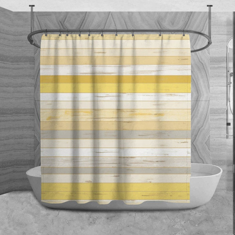 Rideau de douche Krickelia, Blanc / jaune, H 73 po x l 70 po