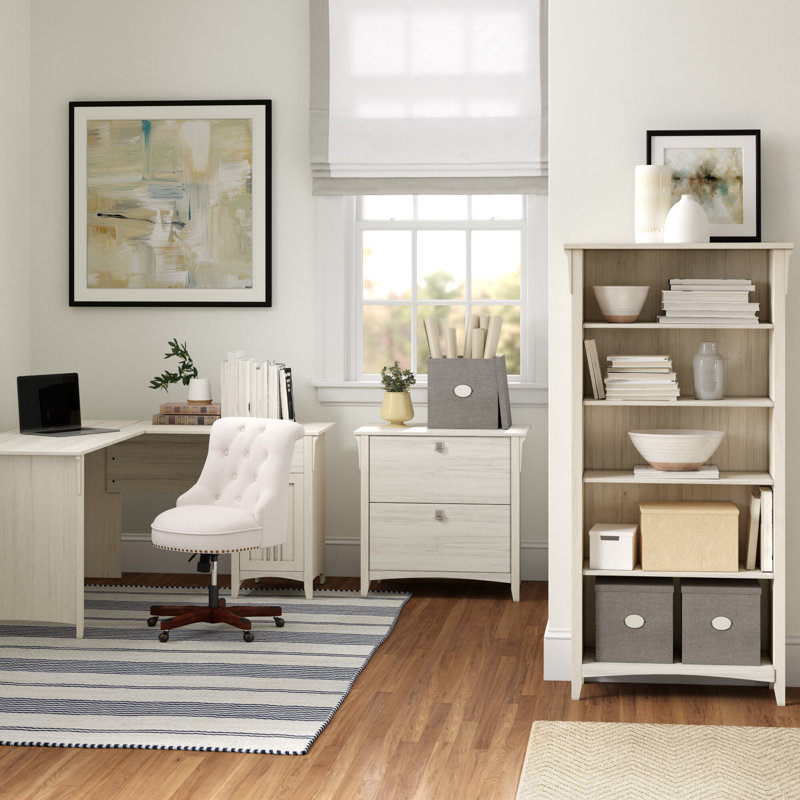 Khadesha 3 Piece Computer Desk Office Set, Antique White
