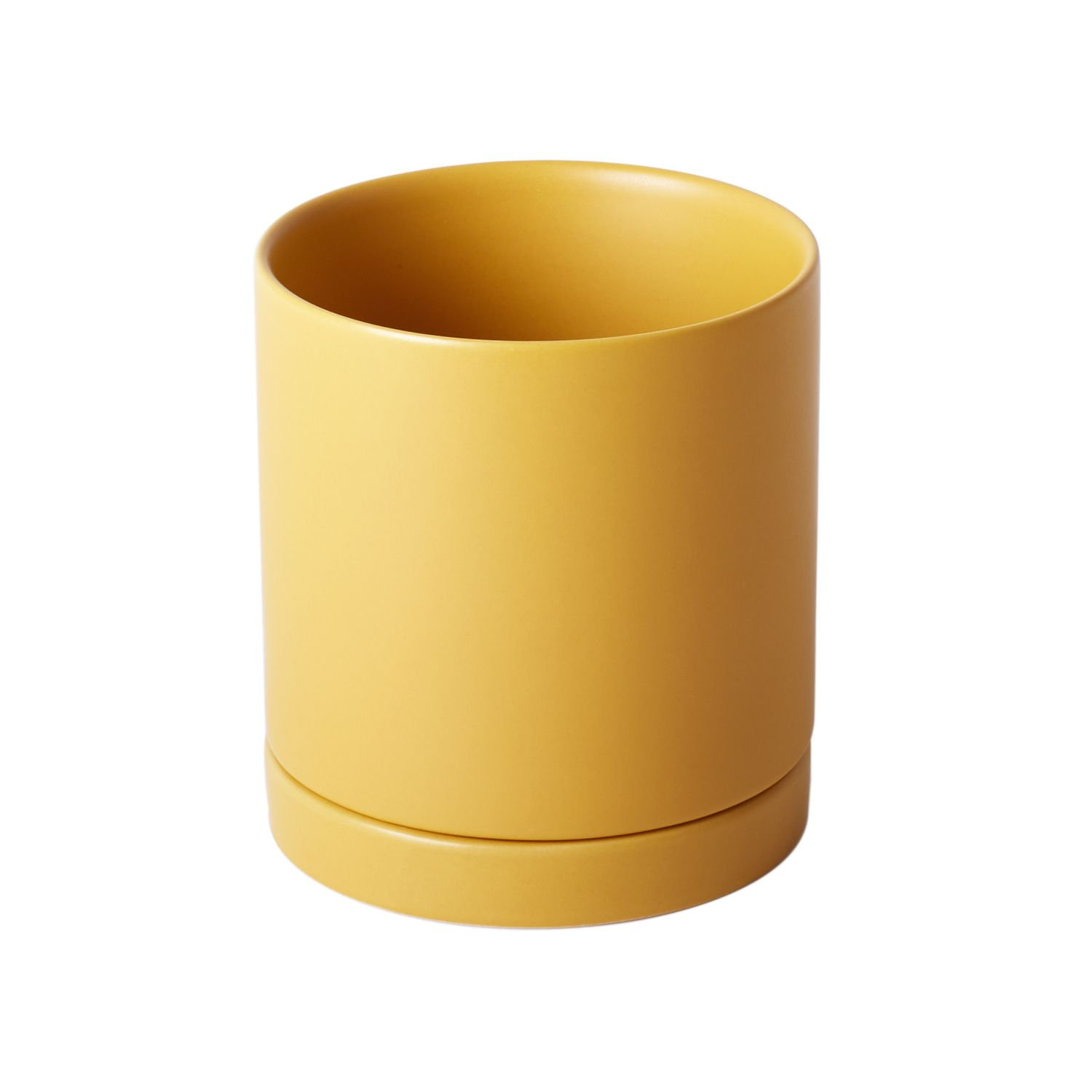 Carlotta 12" Ceramic Pot Planter, Ochre, 4.75" H x 4.25" W x 4.25" D