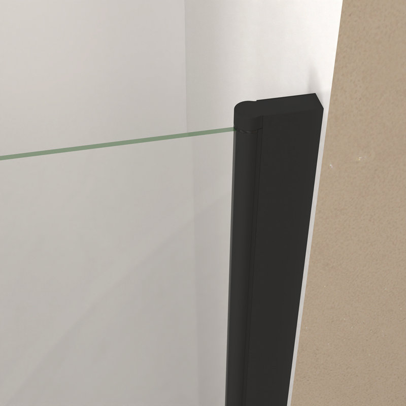 34"X 72" Pivot Shower Door, Matte Black Frame, Half Frame ,1/4"(6Mm) Tempered Glass Explosion Proof Film, Matte Black