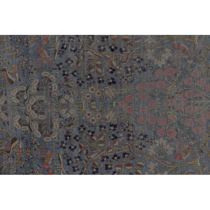Antique Kashan  Silk Runner With All-Over Floral Pattern - Rug & Kilim