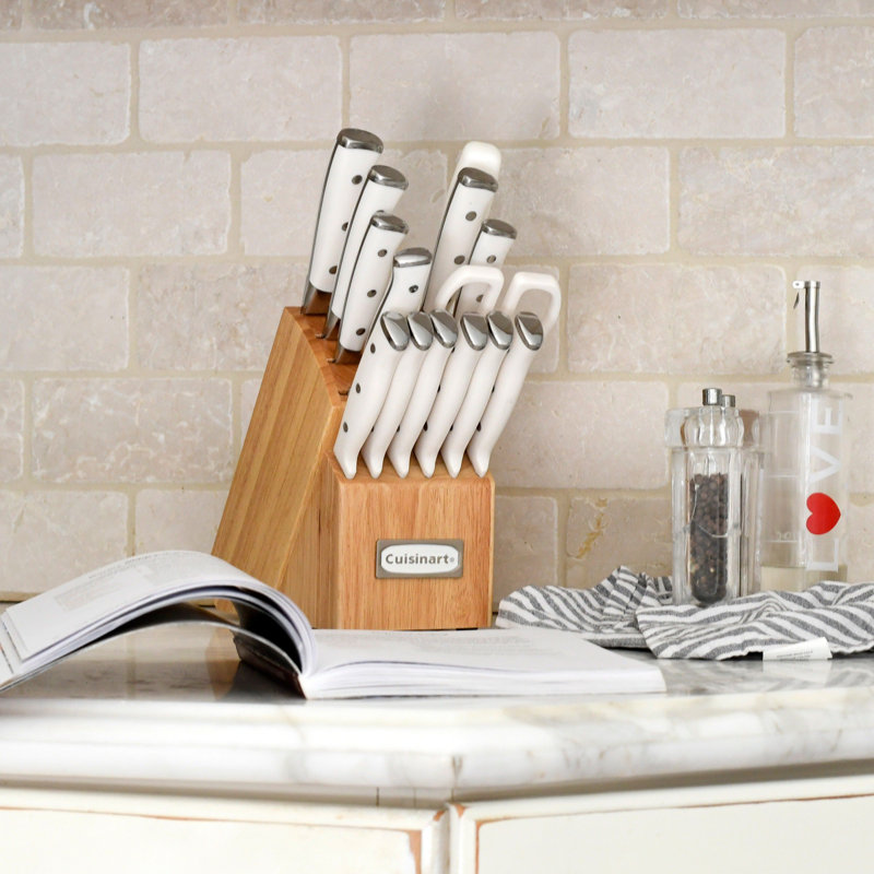 Cuisinart 15 Piece Stainless Steel Knife Set, Blanc