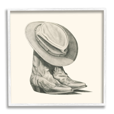 " Rodeo Boots Drawing " by Grace Popp Painting Print