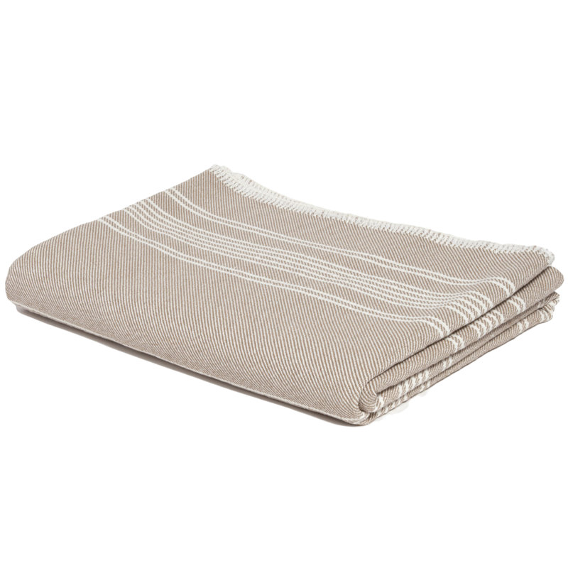 Beige Hand Woven Eco Yarn Throw Blanket