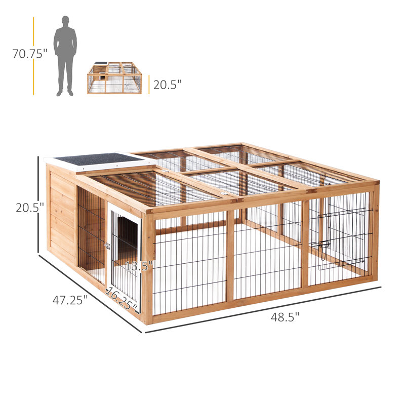 Cage à lapin, espace principal ouvrable, trois panneaux de ventilation, construction pour petits animaux - intérieur ventilé, bois, eau, pour lapins et cochons d'Inde