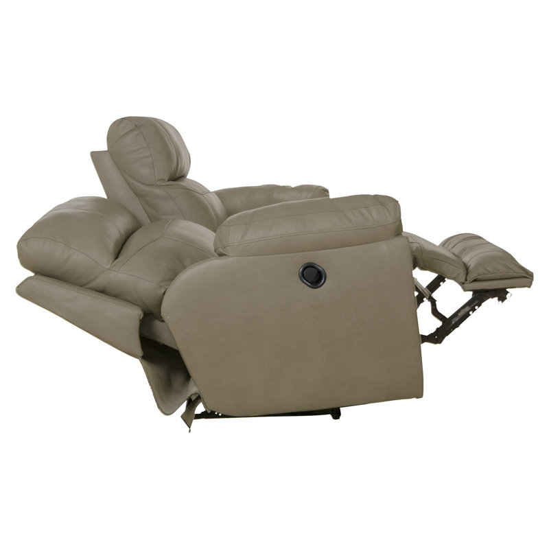 Canapé inclinable en cuir italien avec accoudoirs coussinés de 90,5 po Alonii, Mastic, Manuel