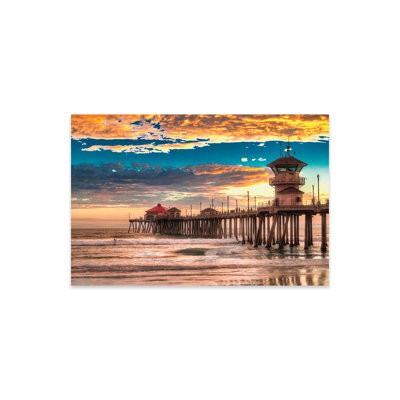 Huntington Beach Pier - dernier ensemble. - Peinture sans cadre