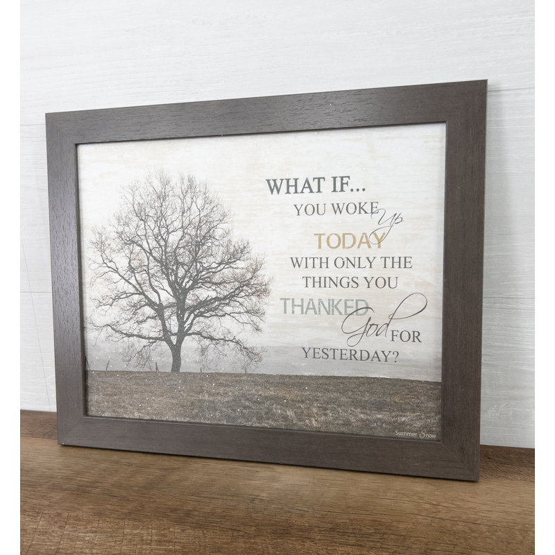 «What If You Woke Up Today Thank God», impression encadrée sur papier