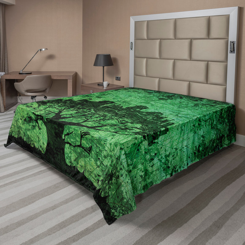 Drap-housse vert Ambesonne, Drap plat pour très grand lit californien