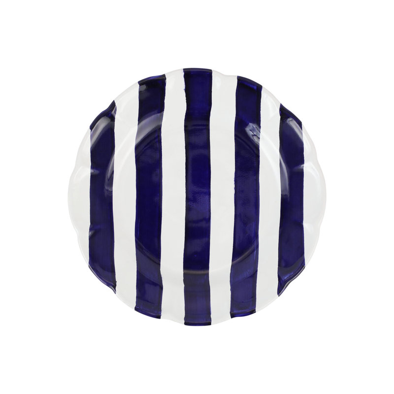 Amalfitana Stripe Salad Plate, Cobalt