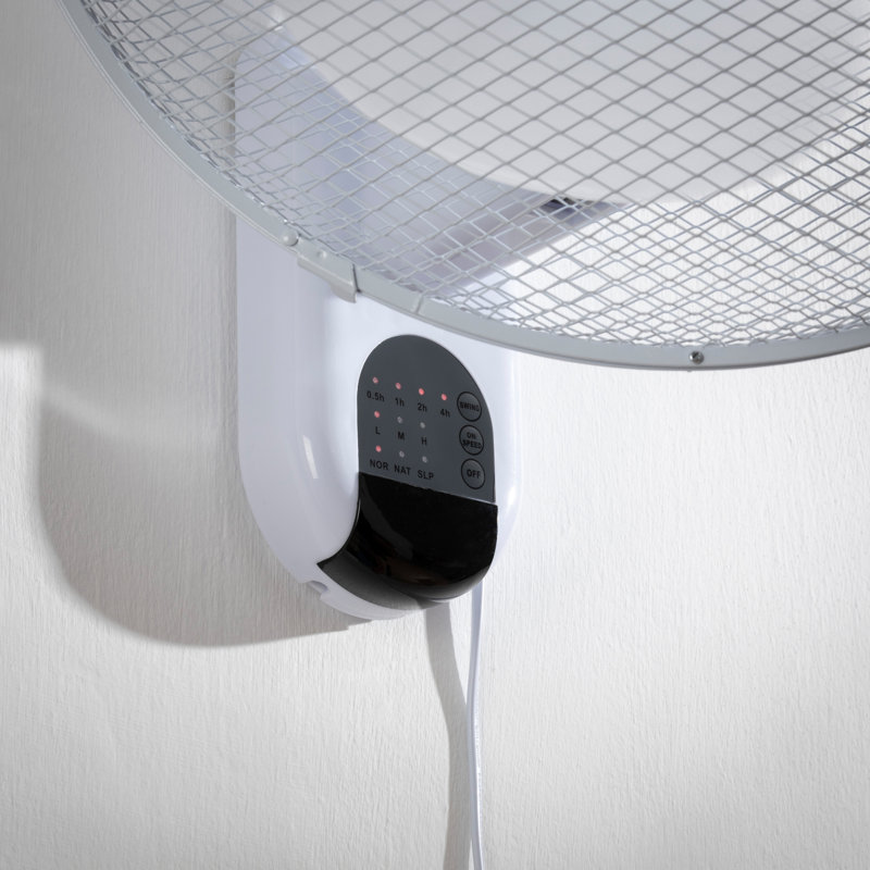 Daewoo 16" Wall Mounted Fan 3 Speed Settings Oscillating With Remote Control White