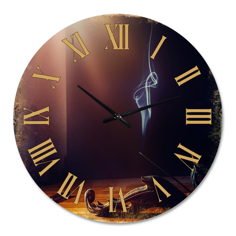 Vieille photo encens fumée et soleil - Horloge murale traditionnelle, Médium