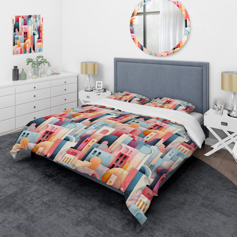 Literie Cityscape Lines, Housse de couette pour très grand lit et 2 très
