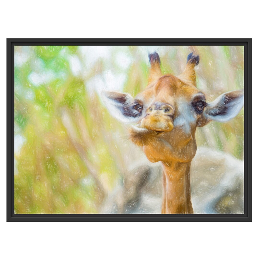 Gerahmtes Wandbild Giraffe in der Natur