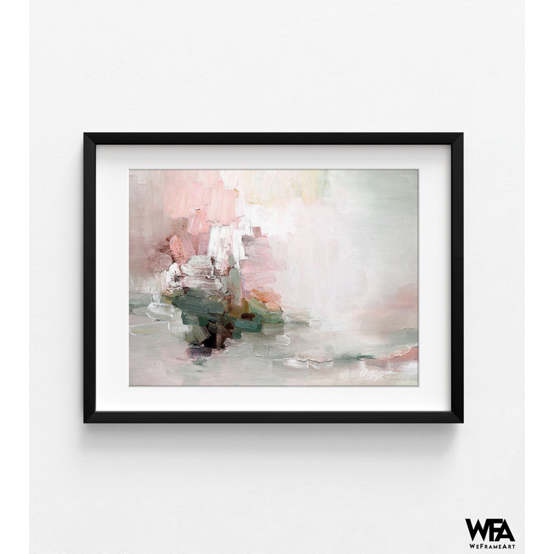 «Totally Happy» par Rebecca Fox, reproduction abstraite rose tendre, très grande énergie positive, reproduction d'art moderne, Home Studio Decor