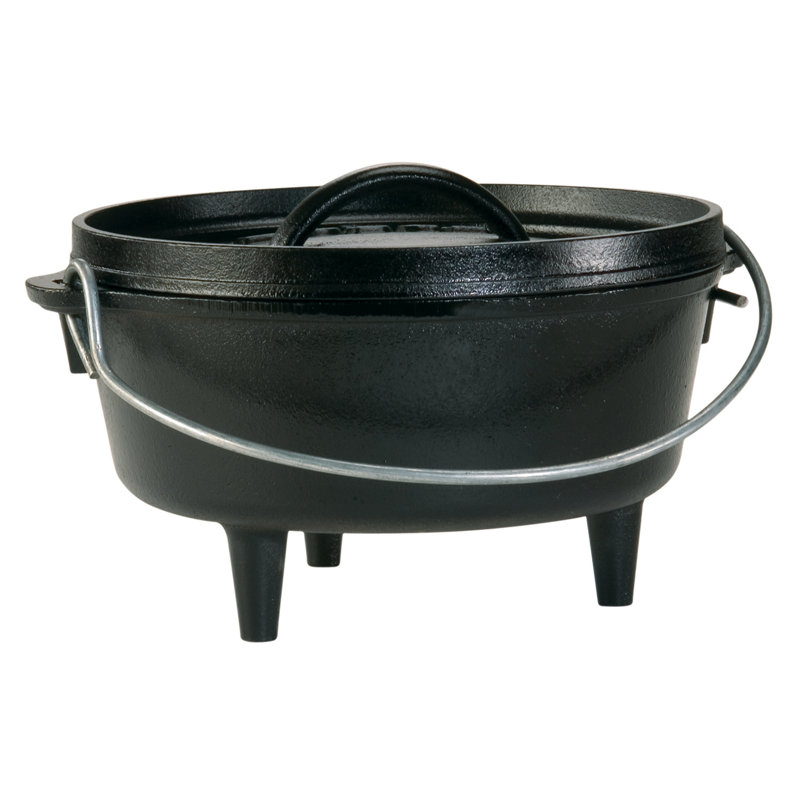 Lodge Cast Iron Camp Dutch Oven, 2 qt, 6.20" H x 8" W x 8" D