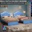 Base de lit plateforme simple avec lumières DEL, tête de lit tapissier à boutons en cristal et tiroirs de rangement - lattes silencieuses, aucun sommier nécessaire - assemblage facile - bleu-345452329