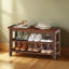 Banc de rangement pour chaussures en bois massif avec étagère de rangement, organisateur de couloir polyvalent pour le salon, la chambre à coucher et la salle de bain
