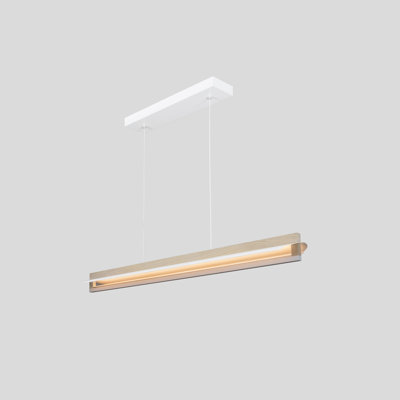 Nubis Linear Pendant -  White Washed Oak - White Canopy - Linear Canopy - Integrated LED