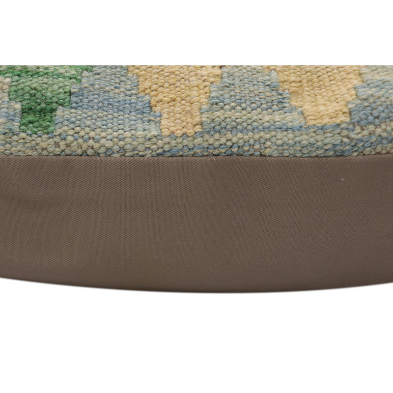 Coussin rustique Kilim, H 20 po x l 20 po, Vert / orange / jaune / beige