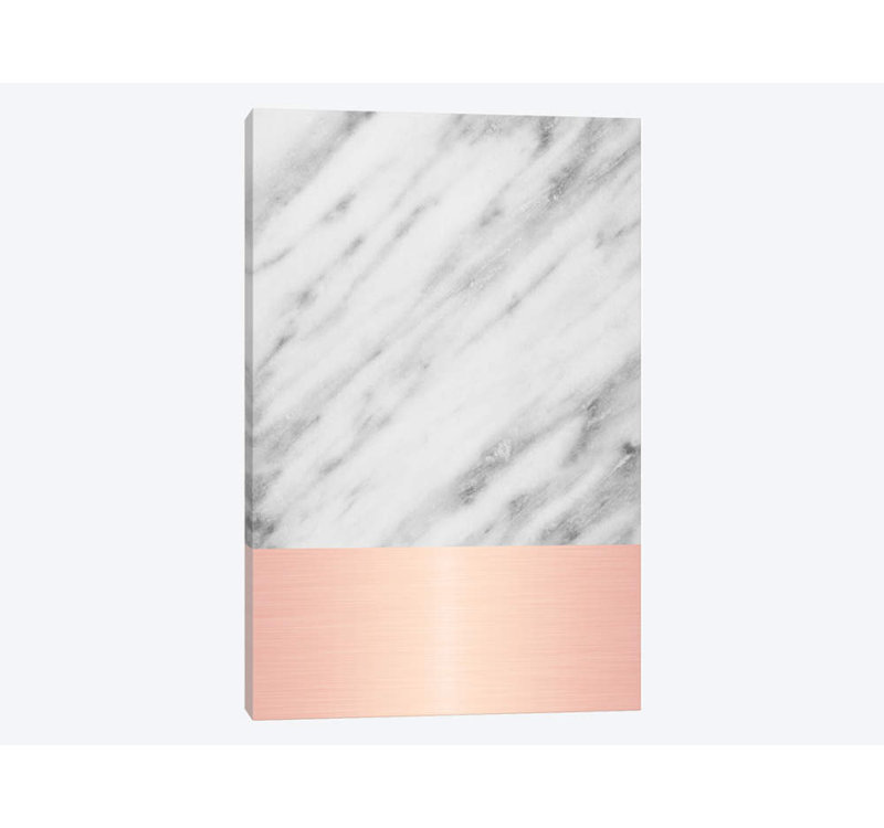 «Carrara Marble With Pink», impression sur toile, H 12 po x l 8 po x P 0,75 po, Toile tendue, Pas de tapis