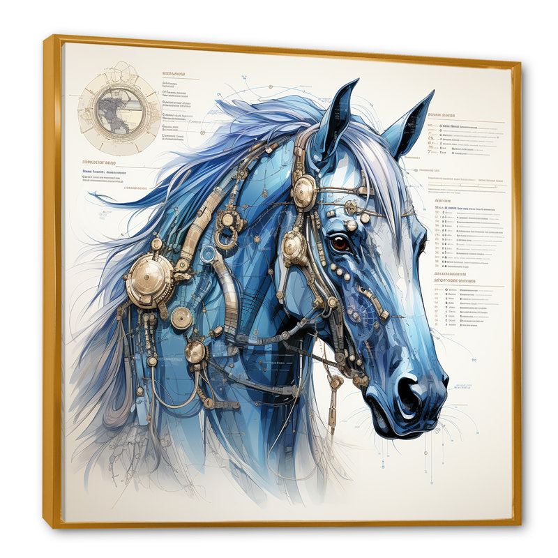 Dessin schématique sur toile, H 30 po x l 30 po x P 1 po, Cadre flottant doré