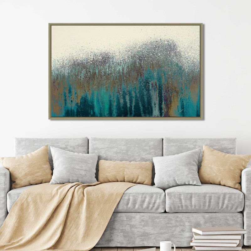 Teal Woods - Reproduction sur toile avec cadre flottant, H 21,5 po x l 33,5 po x P 2 po