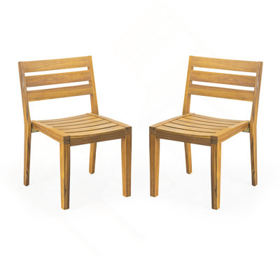 Chaise d'appoint d'extérieur en bois d'acacia, finition teck (ensemble de 2)