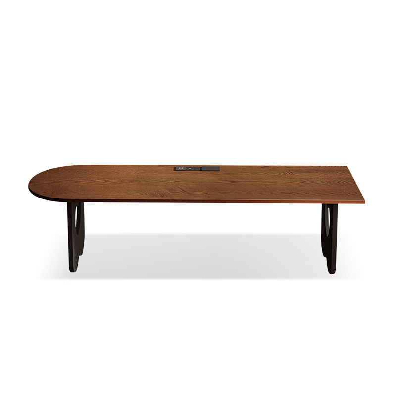 Nut-brown Rectangular Solid Wood  desk, 29.53" H x 86.61" W x 23.62" D
