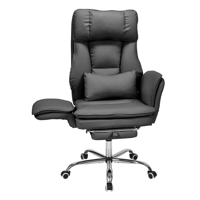 Height-Adjustable Reclining Swivel Office Chair with Footrest