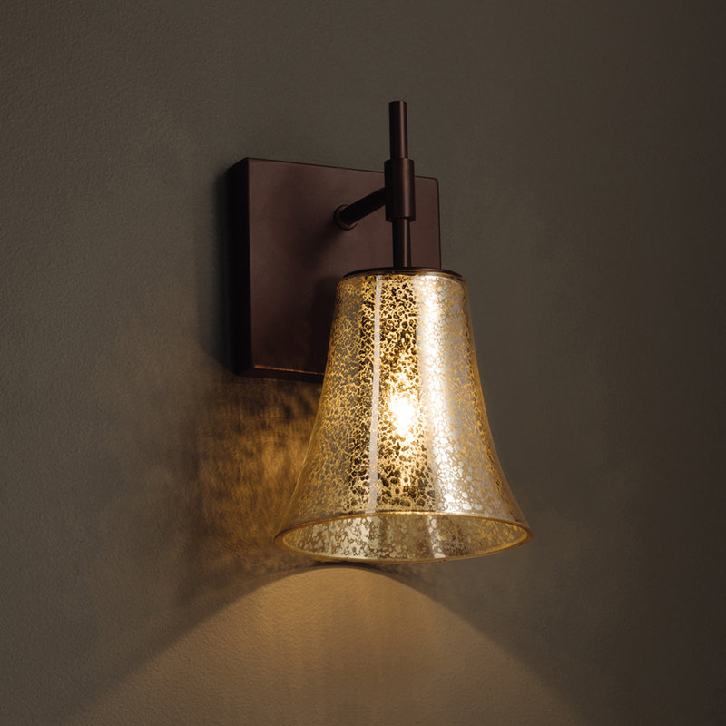 Helam LED Armed Sconce, Polished Chrome, Mercury Glass