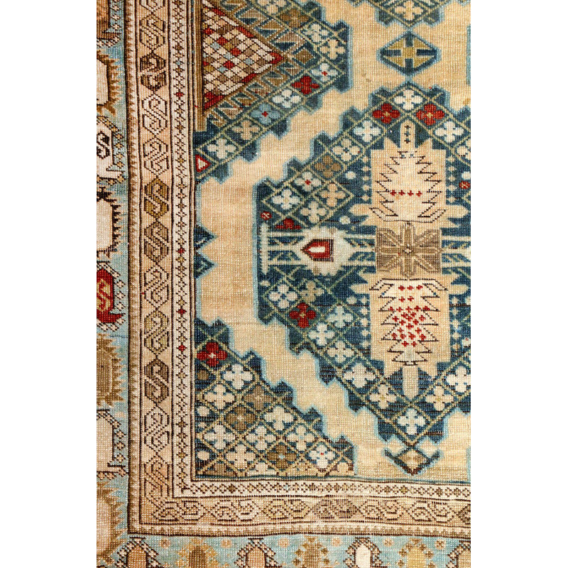 Tapis de couloir rétro en laine de style rétro 3 pi 8 po x 9 pi 6 po rétro bleu