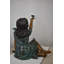 Statue de fille avec des papillons et une chemise verte en bronze, taille: 27 po x 17 po x H 24 po