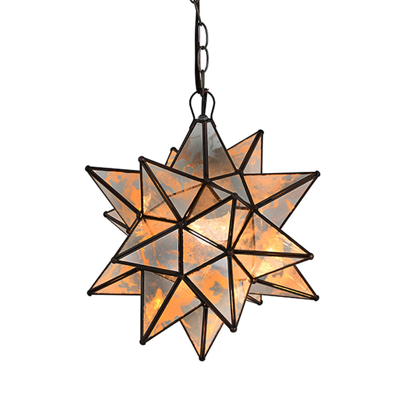 1 - Light Pendant, 15" H x 15" W x 15" D, Mirrored