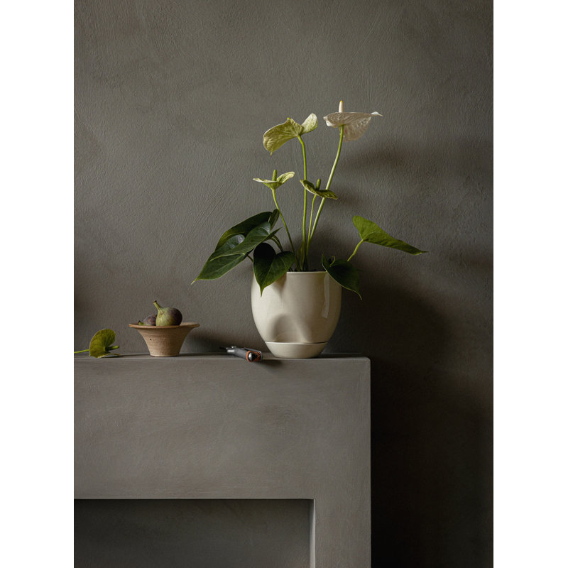 Meira Ceramic Planter, Ashen, 7.8" H x 7.8" W x 7.8" D