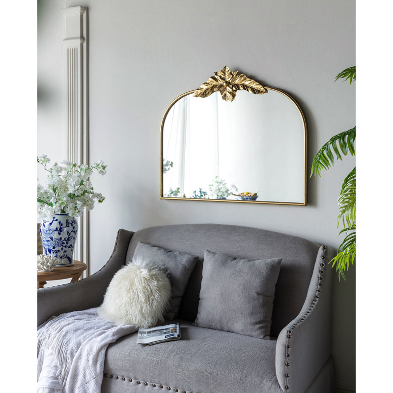 Miroir mural arqué avec cadre en métal doré, miroir mural pour le couloir de la chambre à coucher du salon, 35 po x 39,6 po