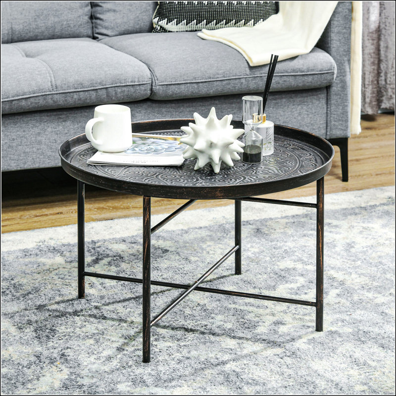 Table basse 24 po avec plateau martelé
