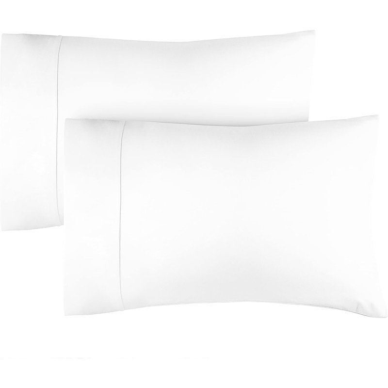 100% Cotton Pillowcase Set, 400 Thread Count Hotel Luxury Pillowcases, Soft & Breathable, Set of 2, White, King