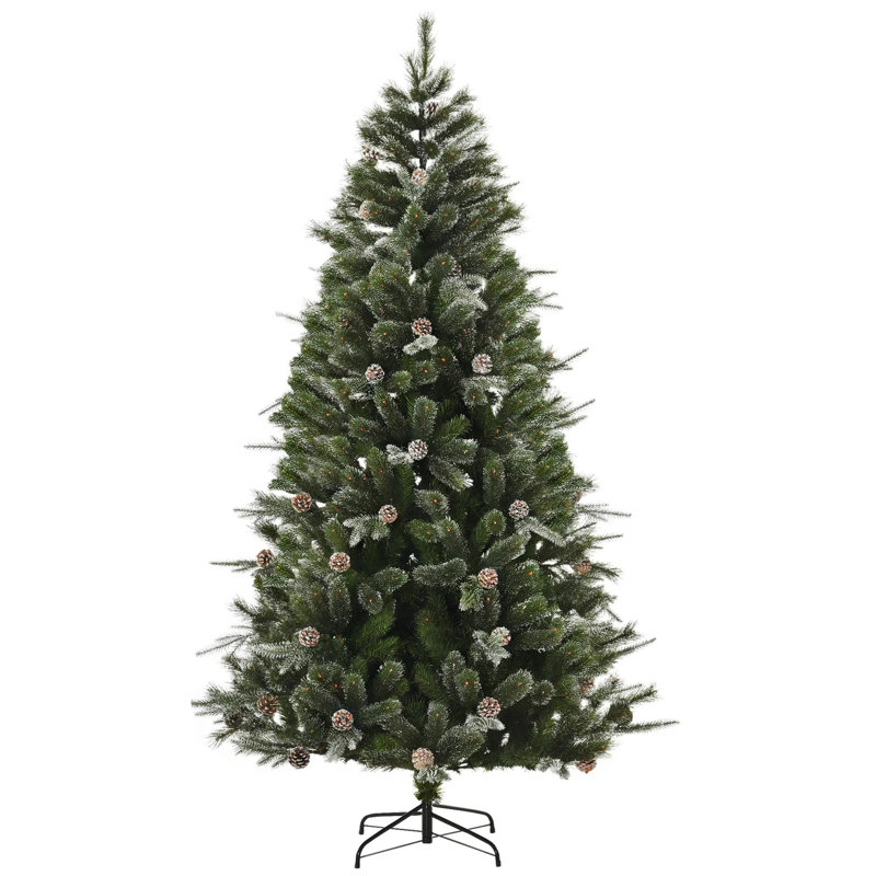 Sapin de Noël artificiel 7 pi avec pommes de pin ouvertes vert ouvert 7 pi