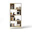 Bibliothèque industrielle à 4 niveaux, structure en bois rustique et en métal, conception de tablettes asymétriques, tablette de rangement pour le salon, le bureau personnel et les petits espaces-1281060022