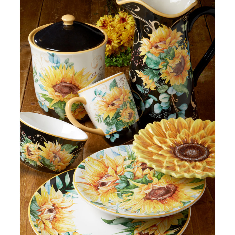 Sunflower Fields Ceramic Teapot with Colorful Blooms