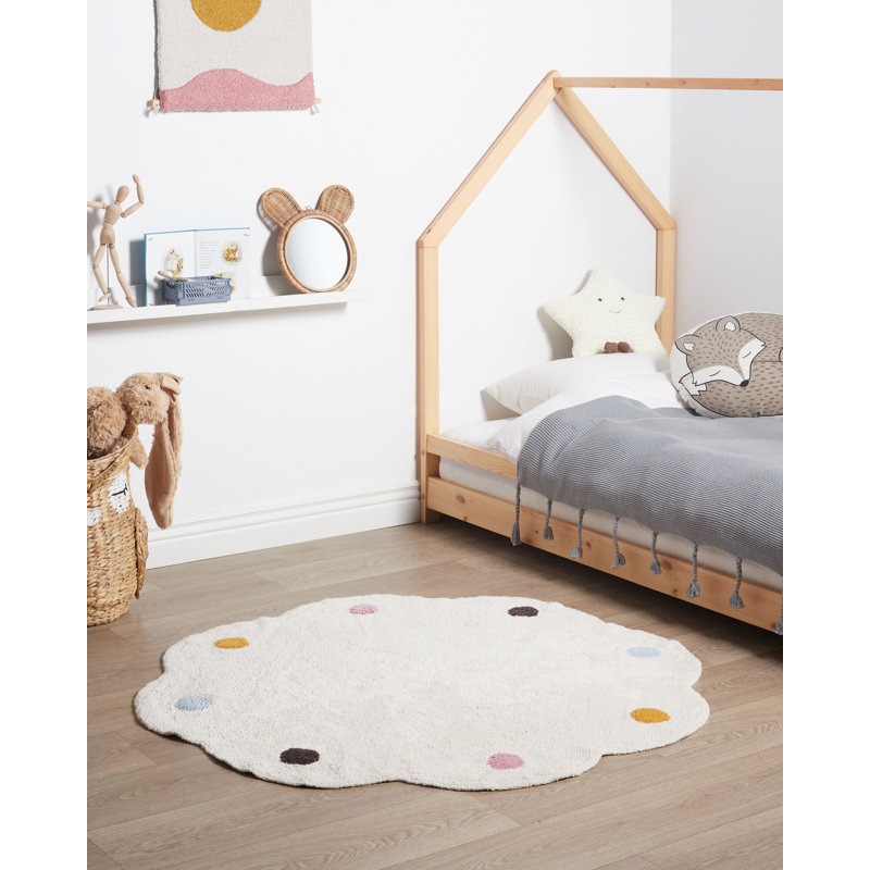Round Robenia Polka Dots Cotton Hand Tufted 120cm X 120cm Area Rug