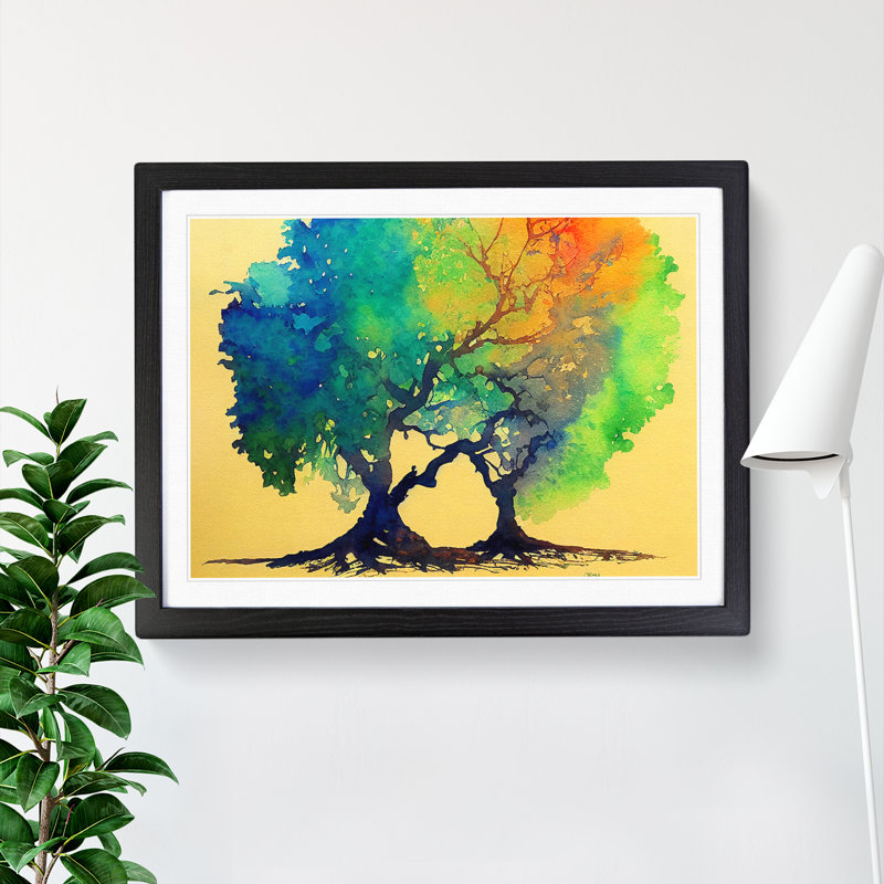 Delicious Trees - Single Picture Frame Painting, 46cm H x 64cm W x 2cm D, Black