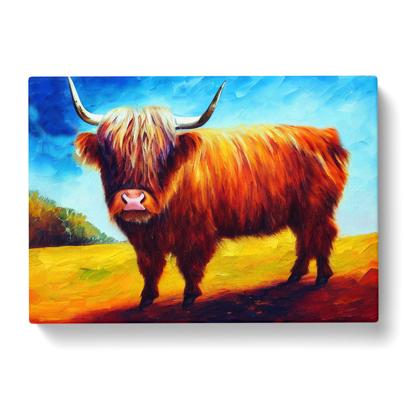 Highland Cow Painting Vol.5 Abstract - Wrapped Canvas, 40cm H x 60cm W x 3cm D