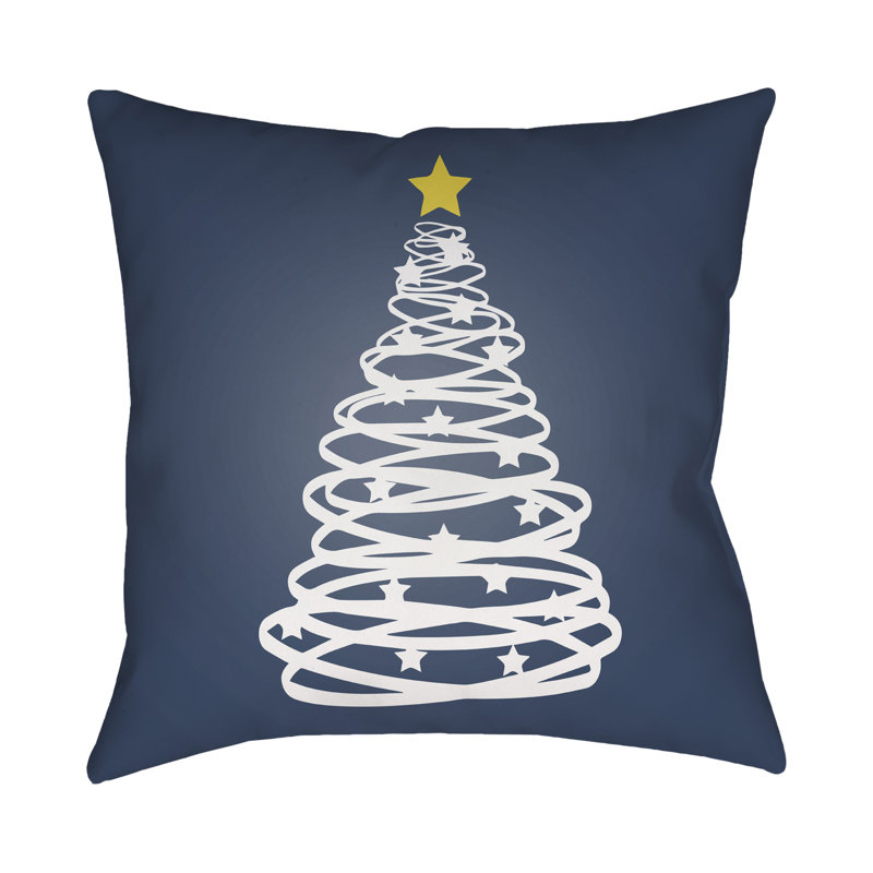 Winter Tree Outdoor Throw Pillow, 20" H x 20" W x 4" D, Blue / White / Yellow