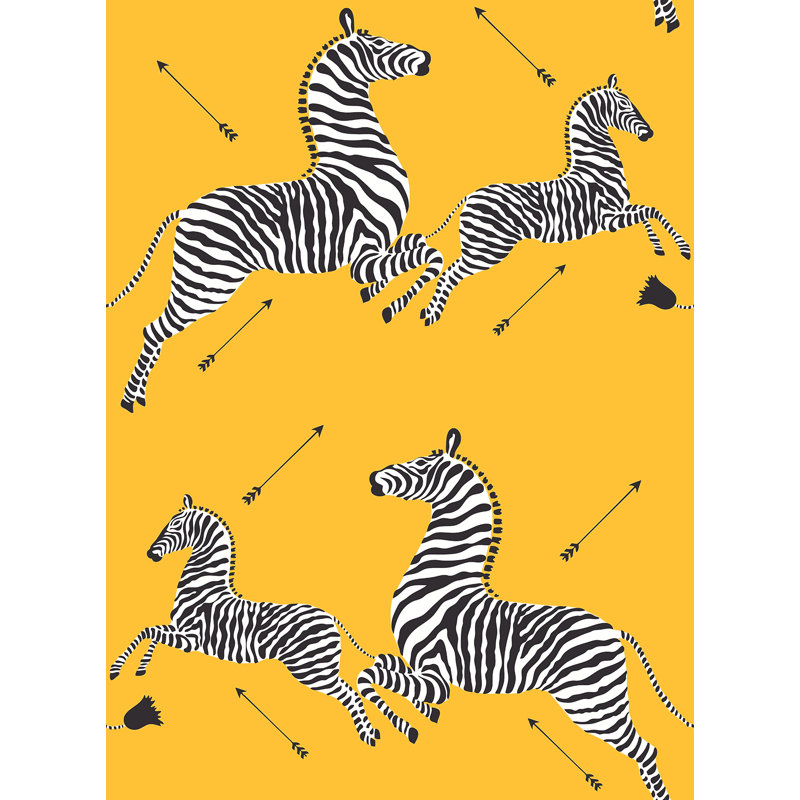 Zebra Vinyl Peel & Stick Wallpaper Double Roll, Sunbeam